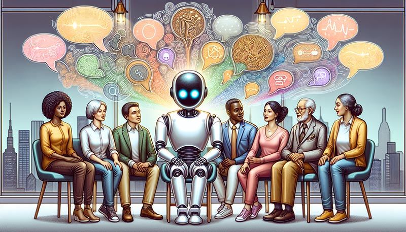 Illustration of humanizing AI interactions