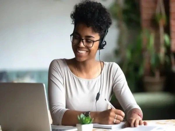 Smiling black woman agent