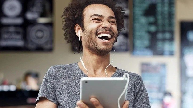 man on tablet