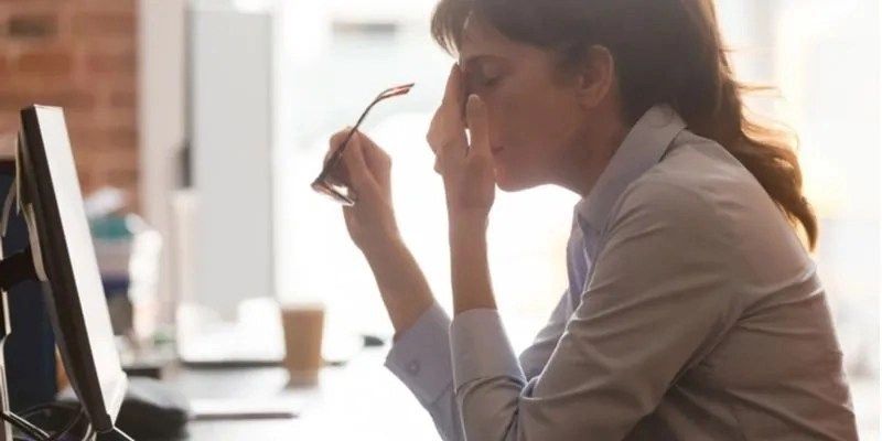 exhausted female worker