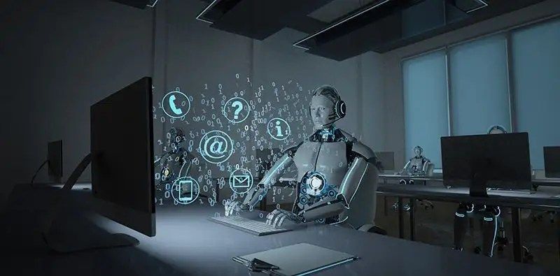 Humanoid robot in a call center