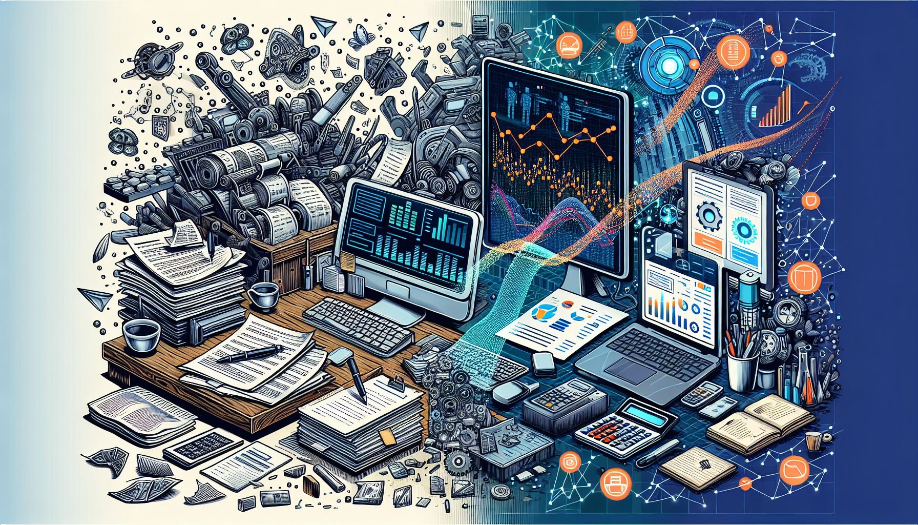 An illustration depicting how AI transforms the QA process in customer service.