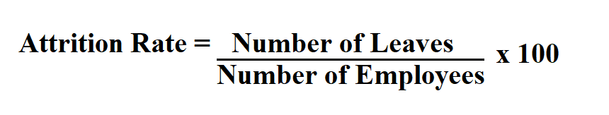 Attrition Rate is equal to Number of Leaves divided by Number of Employees times 100