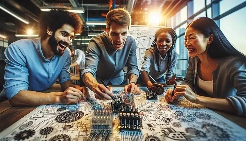 Illustration of a team collaborating on a project