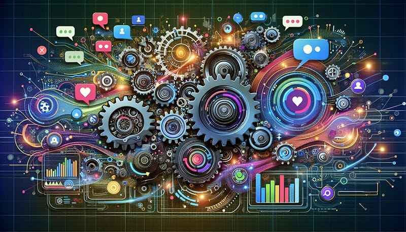 A creative depiction of advanced features of AI chatbots.