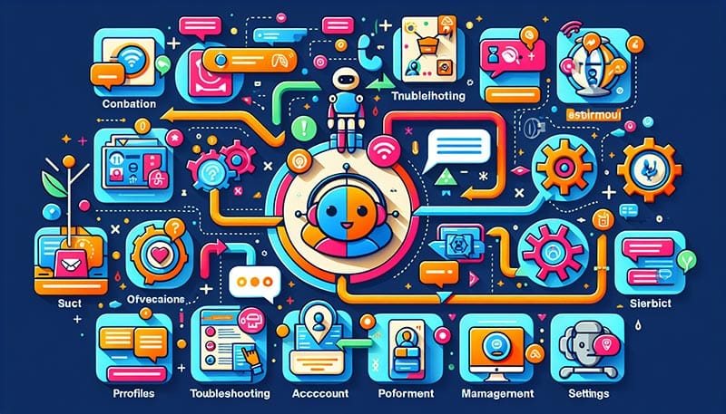 A diagram showcasing practical applications of conversational AI in customer service scenarios.