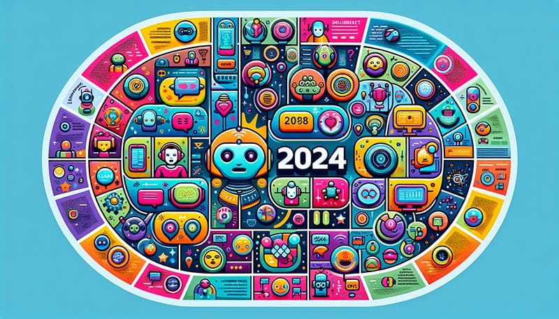 A drawing showcasing the top intelligent customer service chatbots available in 2024.
