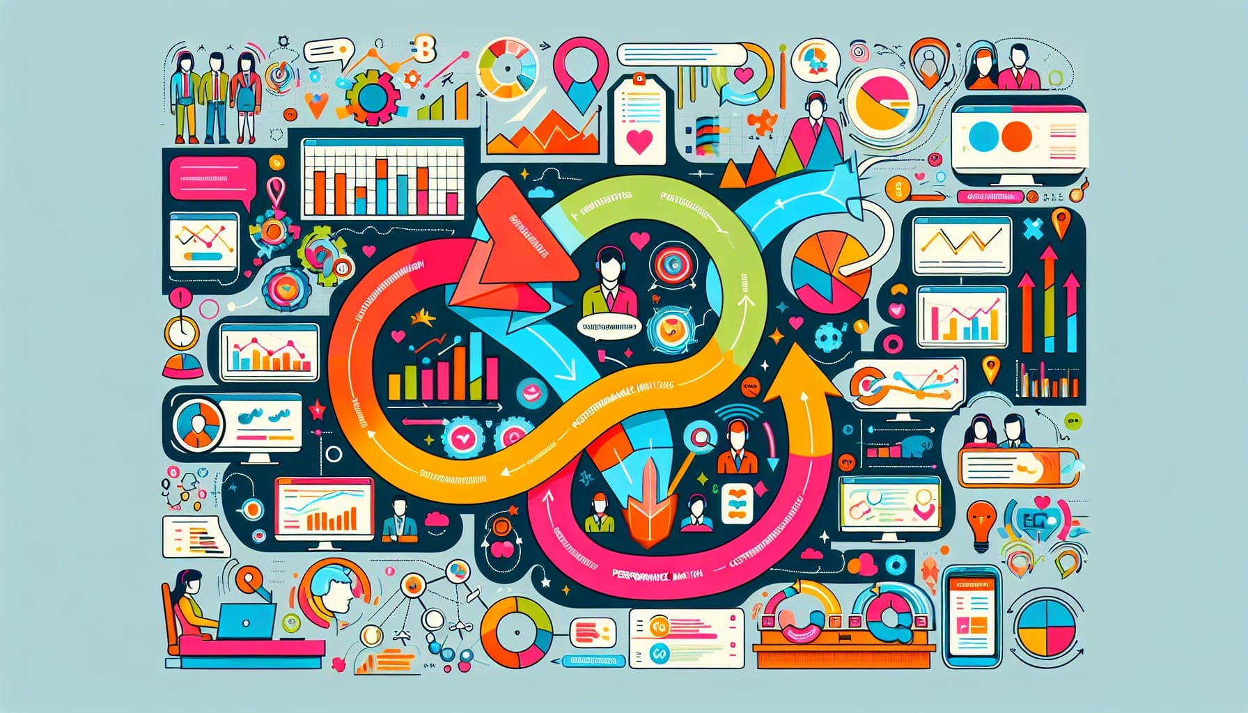 Visual representation of understanding contact center performance analytics and its impact on customer experience.