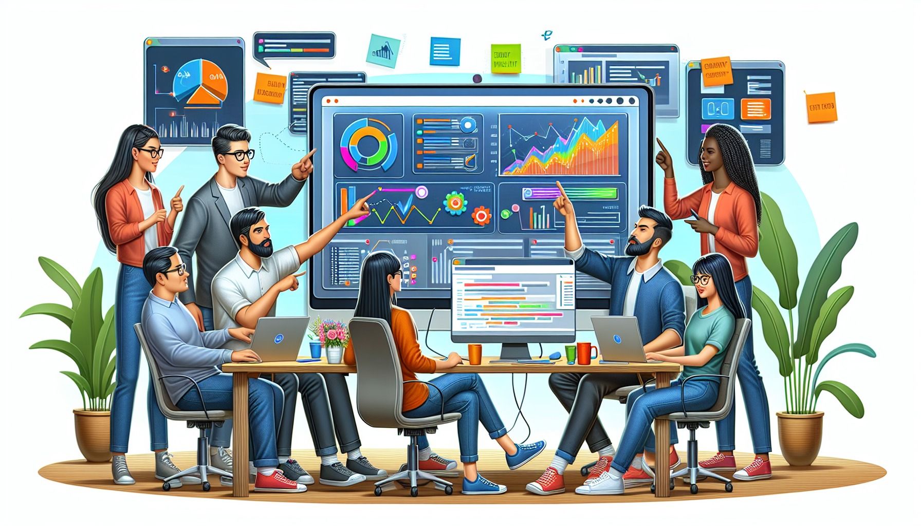 An illustration showcasing AI-powered testing tools for QA teams.