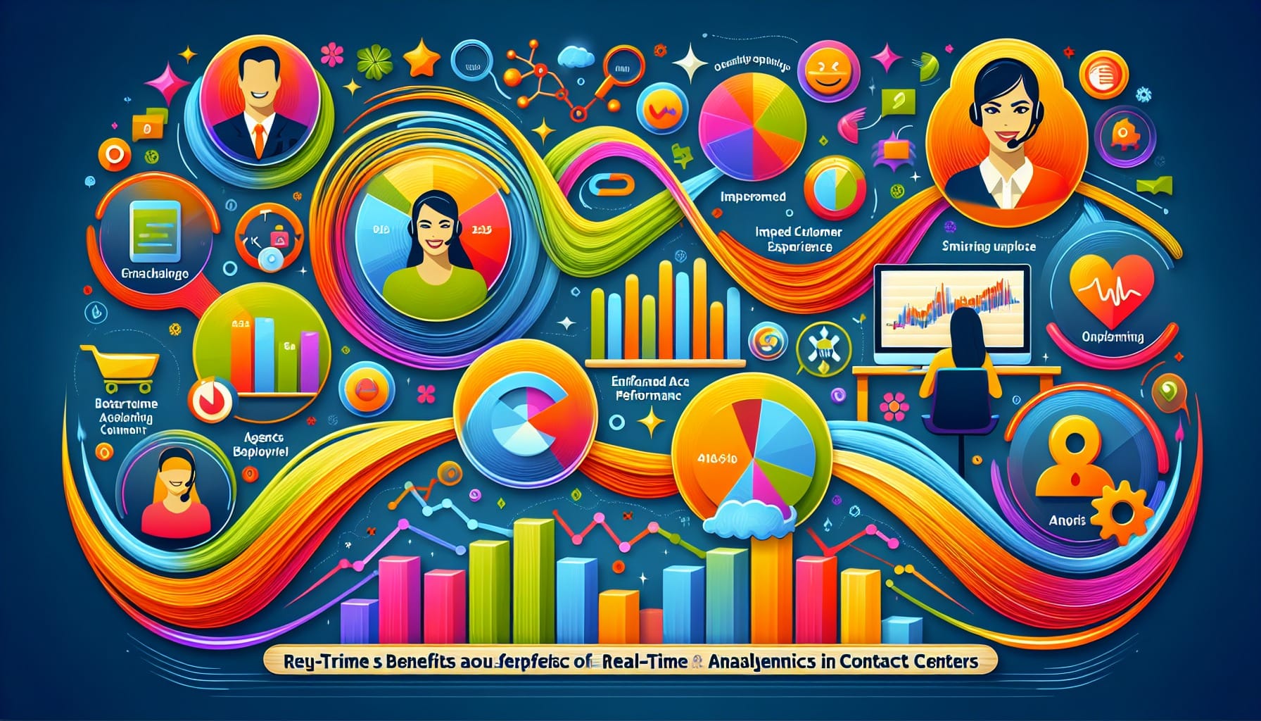 A graphic representation of the key benefits of real-time analytics for contact centers.