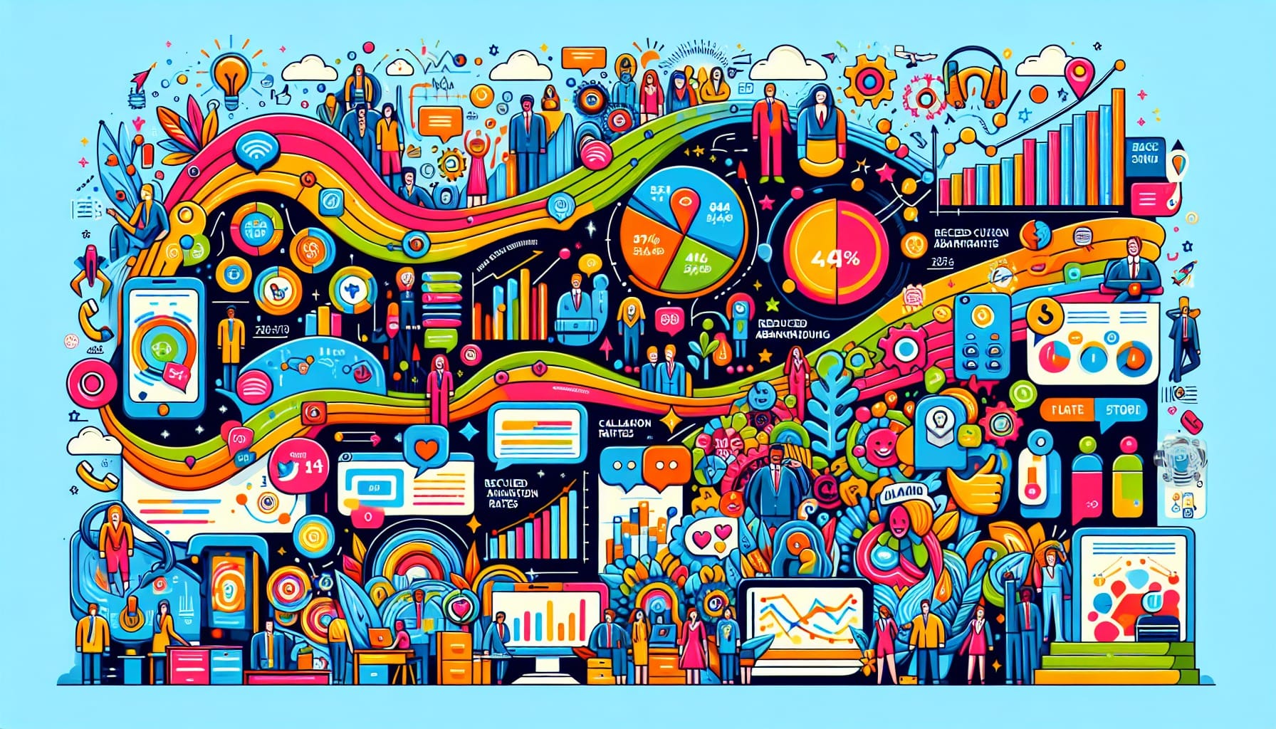 A case study illustration showcasing success stories with real-time analytics.