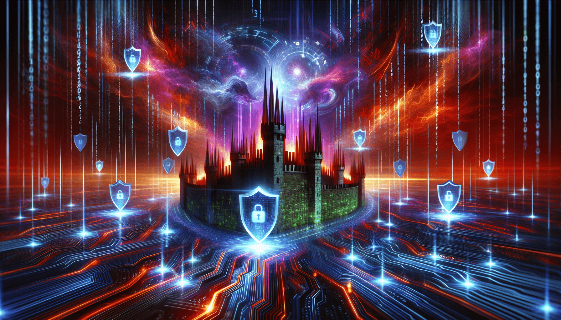 An illustration representing protection against cyberattacks, focusing on data security measures.